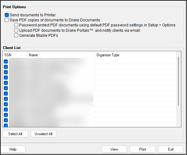 Image showing the print options.